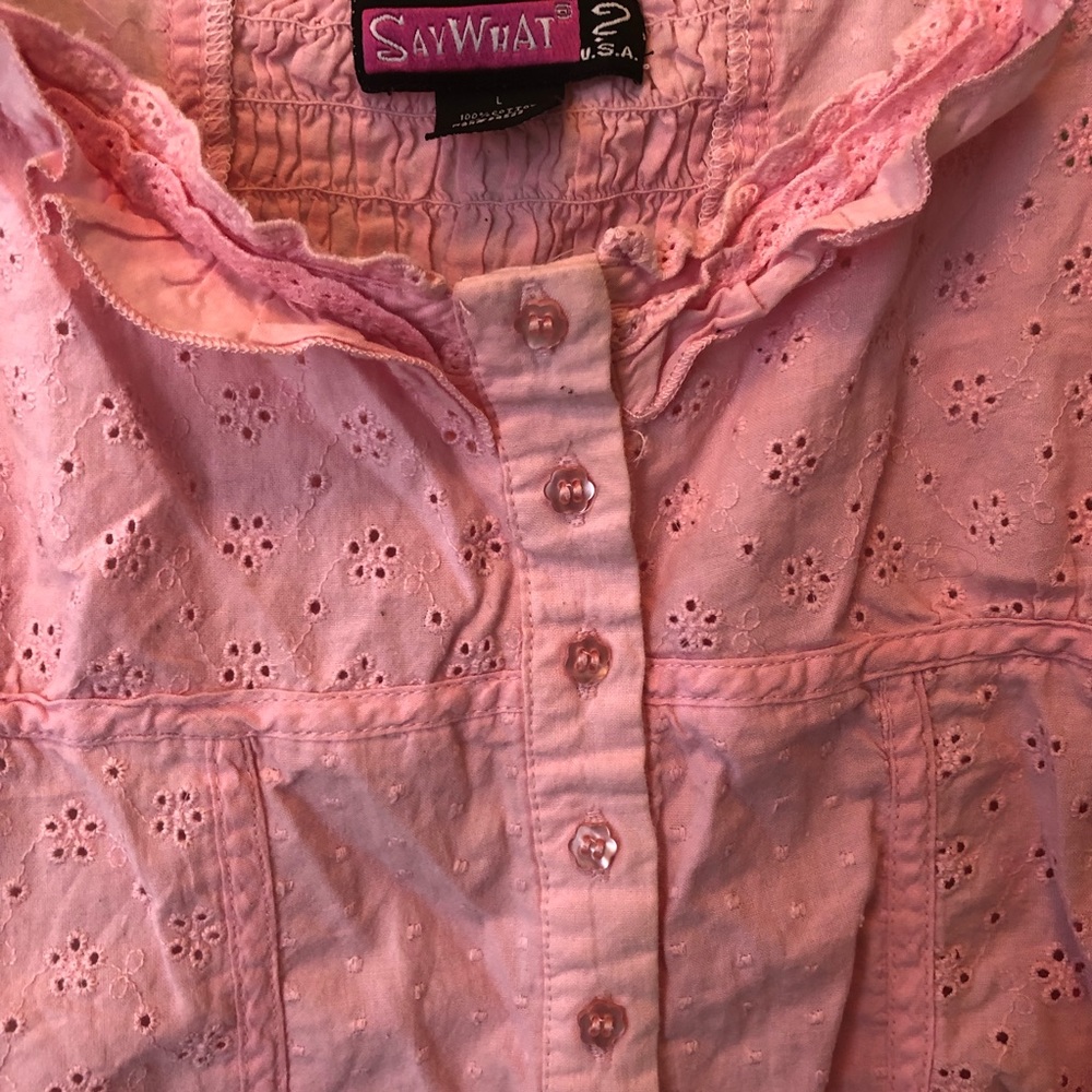 Pink Ruffle Eyelet Tank - Picture 6 of 9